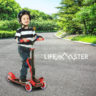 Kids Scooter – Foldable Seat – LED Wheel Lights Illuminate When Rolling – Children and Toddler 3 Wheel Kick Scooter – Adjustable Handlebar – Indoor and Outdoor - by Lifemaster