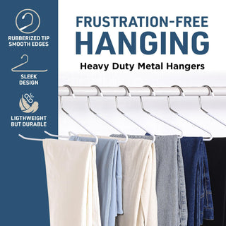 Heavy-Duty Metal Non-Slip Pants Hangers - White