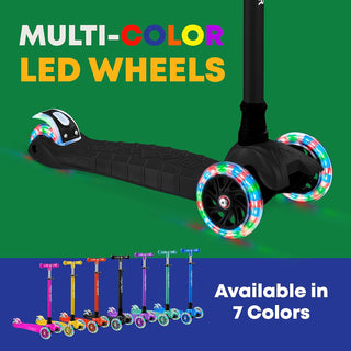 Kids Scooter – Children and Toddler 3 Wheel Kick Scooter – LED Wheel Lights Illuminate When Rolling– Adjustable Handlebar – Indoor and Outdoor