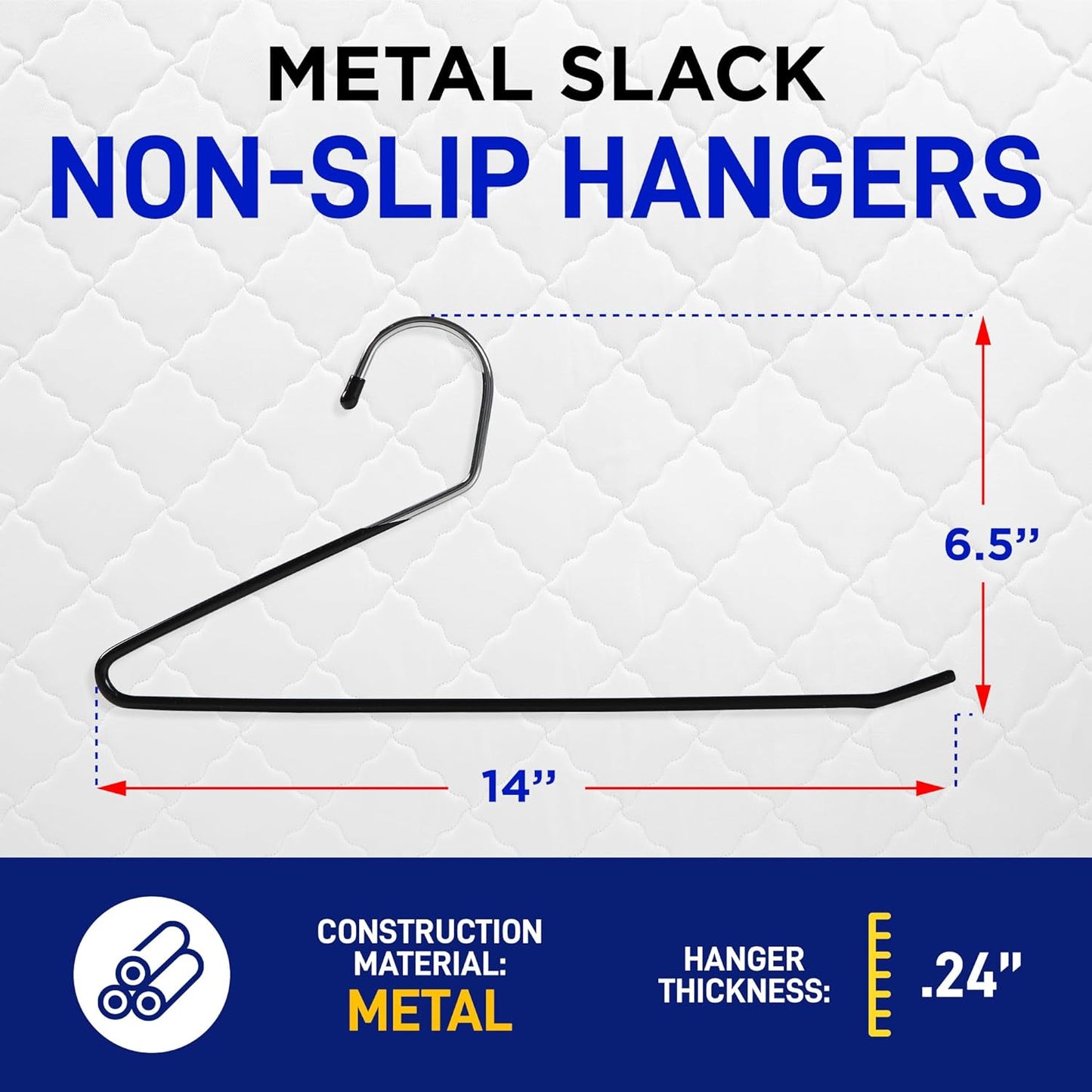 LifeMaster Steel Non-Slip Pants Hangers - Black