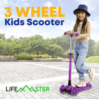 Kids Scooter – Children and Toddler 3 Wheel Kick Scooter – LED Wheel Lights Illuminate When Rolling– Adjustable Handlebar – Indoor and Outdoor