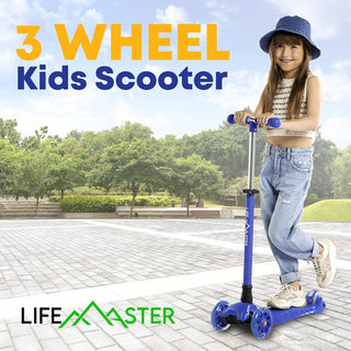 Kids Scooter – Children and Toddler 3 Wheel Kick Scooter – LED Wheel Lights Illuminate When Rolling– Adjustable Handlebar – Indoor and Outdoor