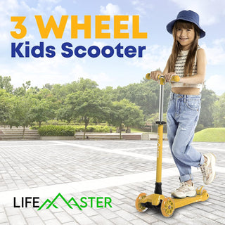 Kids Scooter – Children and Toddler 3 Wheel Kick Scooter – LED Wheel Lights Illuminate When Rolling– Adjustable Handlebar – Indoor and Outdoor