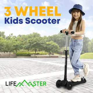 Kids Scooter – Children and Toddler 3 Wheel Kick Scooter – LED Wheel Lights Illuminate When Rolling– Adjustable Handlebar – Indoor and Outdoor