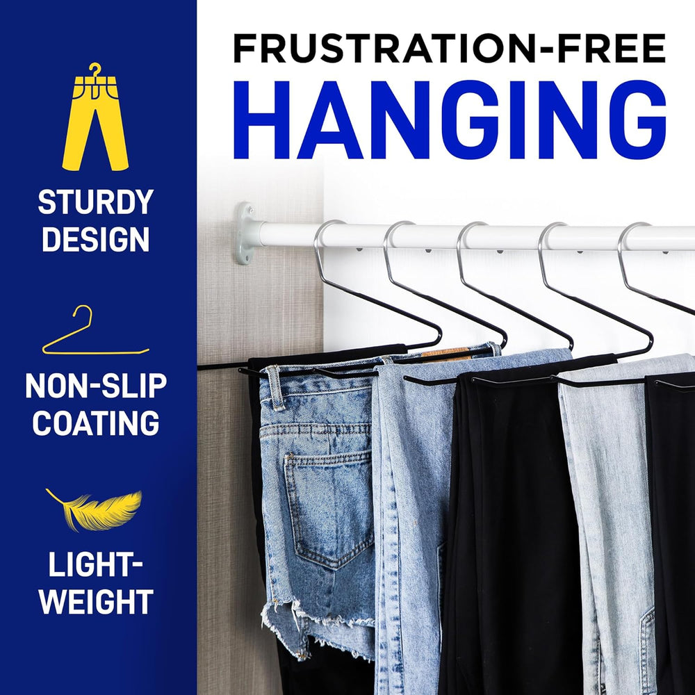 LifeMaster Steel Non-Slip Pants Hangers - Black