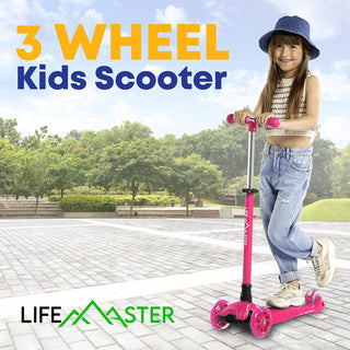 Kids Scooter – Children and Toddler 3 Wheel Kick Scooter – LED Wheel Lights Illuminate When Rolling– Adjustable Handlebar – Indoor and Outdoor