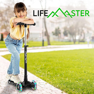 Kids Scooter – Children and Toddler 3 Wheel Kick Scooter – LED Wheel Lights Illuminate When Rolling– Adjustable Handlebar – Indoor and Outdoor