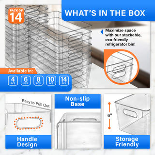 LifeMaster Clear Fridge Organizer Bins