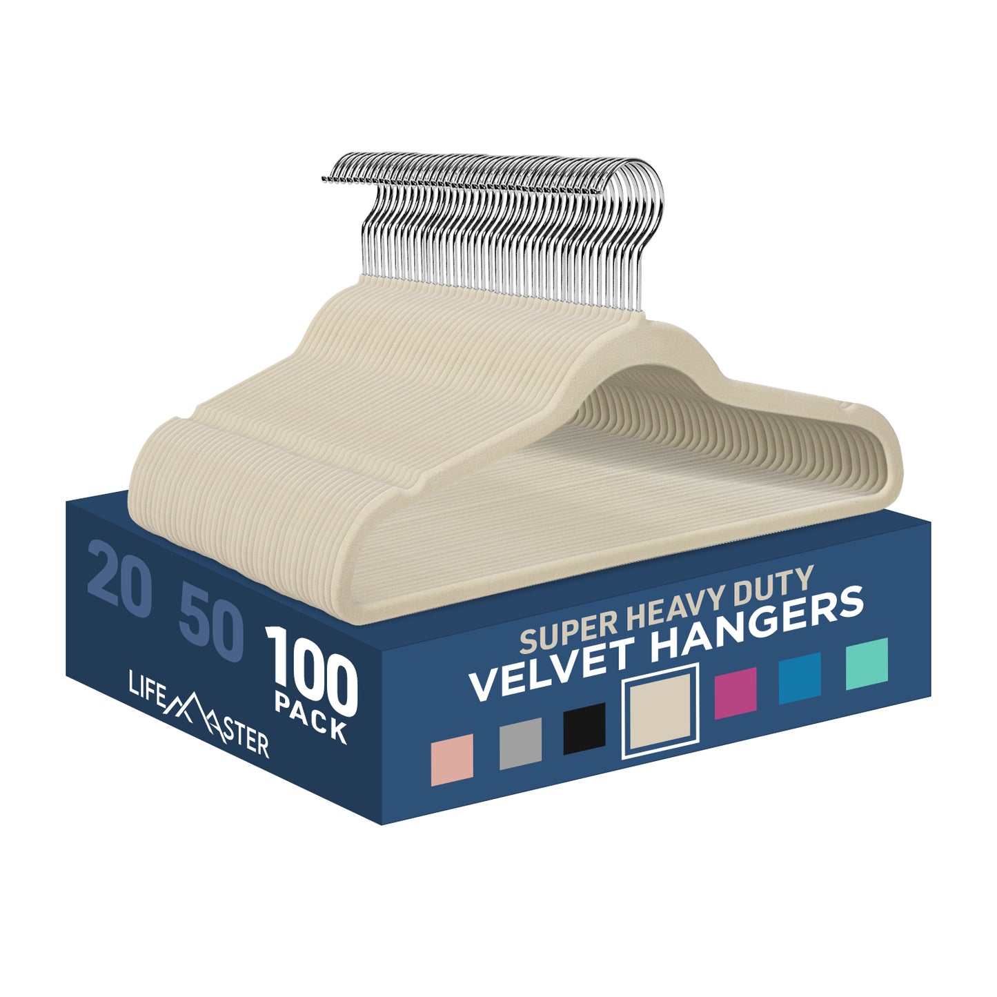 LifeMaster Velvet Non-Slip Hangers - Ivory
