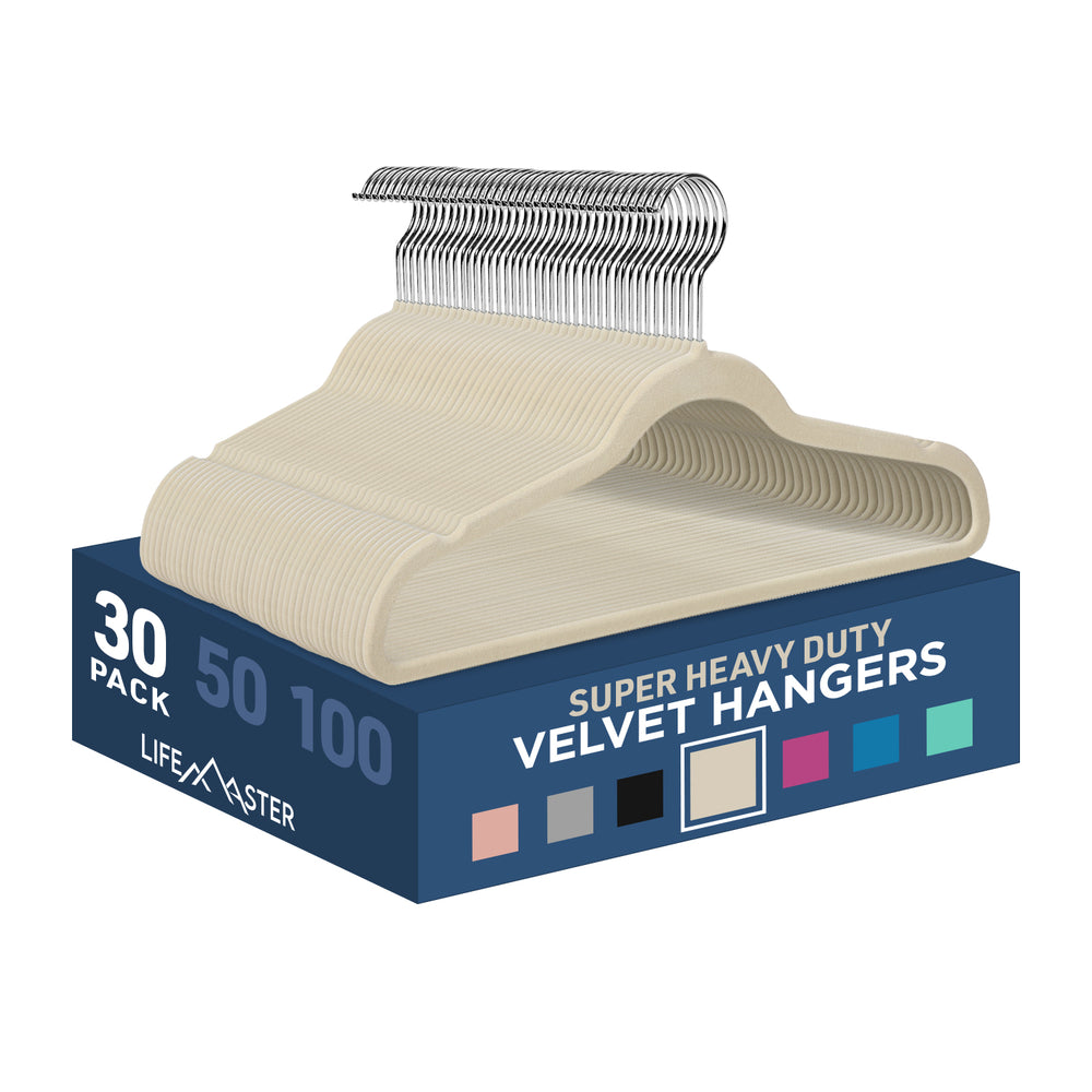 LifeMaster Velvet Non-Slip Hangers - Ivory