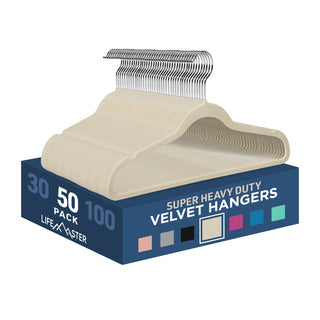 LifeMaster Velvet Non-Slip Hangers - Ivory